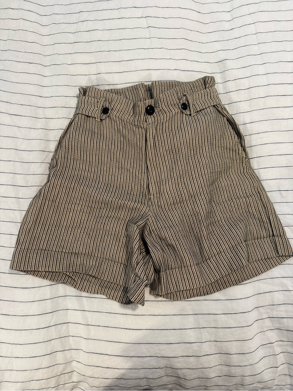The Great Explorer Linen Blend High Waist Striped Shorts size 24 XS
